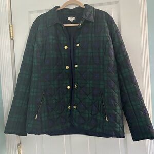 Plaid Quilted Jacket - Green and Blue
